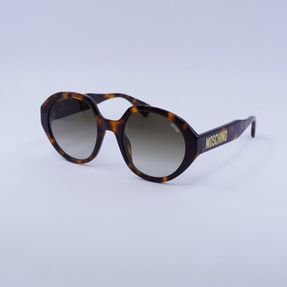 Moschino MOS126/S 005L 9K Sunglasses Havana Round Frame, Green Lenses main image 5
